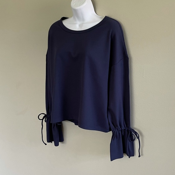 Halogen Cinched Tie Cuff Sweatshirt in Navy NWOT - Picture 3 of 5